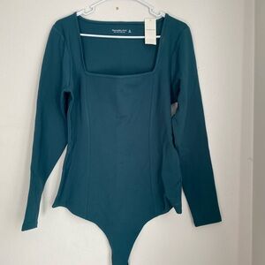 Abercrombie & Fitch Blue Fitted Long Sleeve Bodysuit